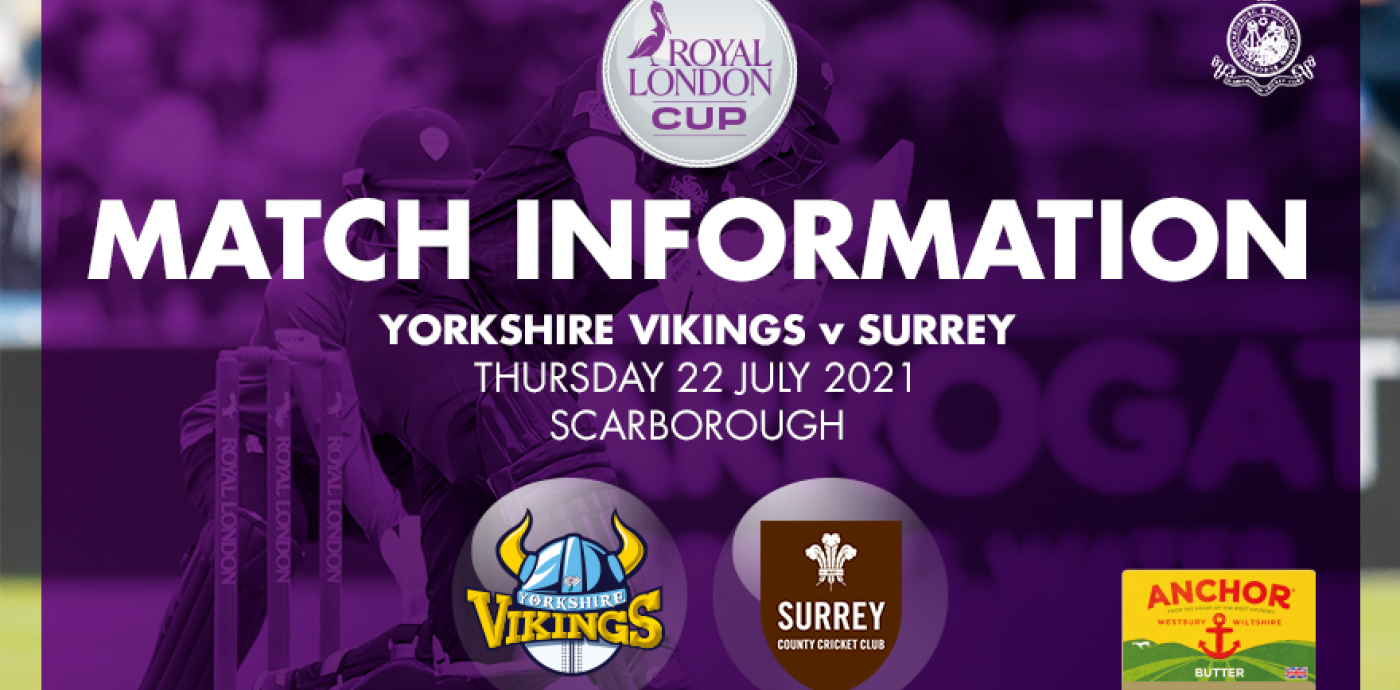 PreMatch Information Yorkshire vs Surrey Yorkshire County Cricket Club