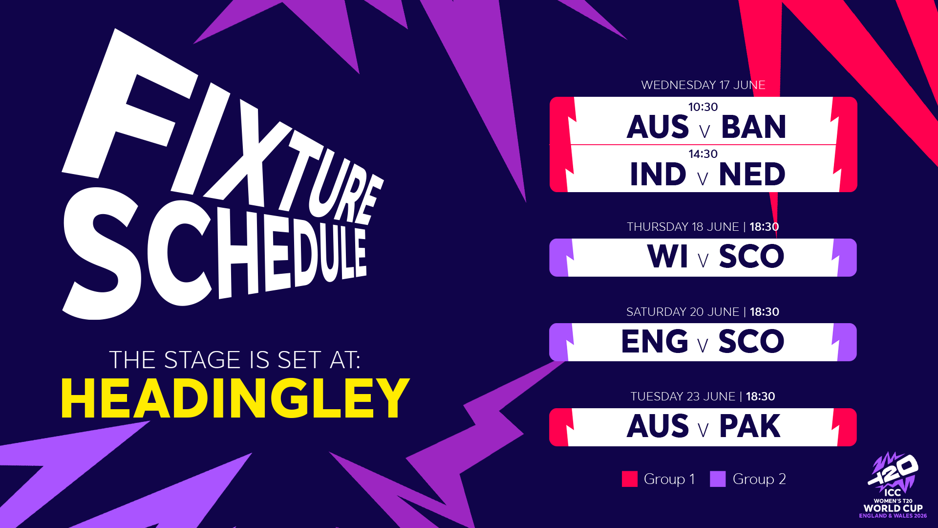 England to host Scotland at Headingley as T20 World Cup schedule released