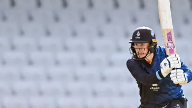 Hollie Armitage plays a shot through the covers in 2022.