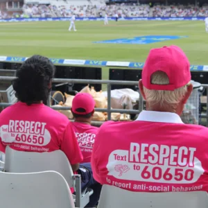 Members of the 'Yorkies' support team watching some cricket at Headingley in 2022