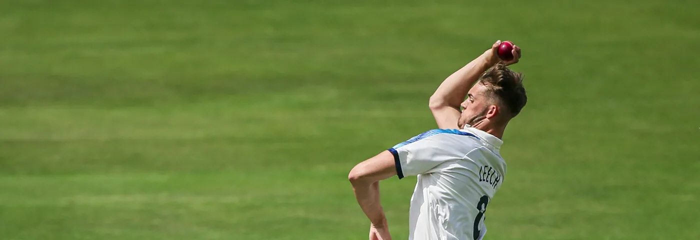 Dominic Leech bowling a ball from the 2021 county championship campaign
