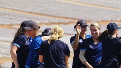 Northern Diamonds celebrating a wicket during a pre-season game against South East Stars