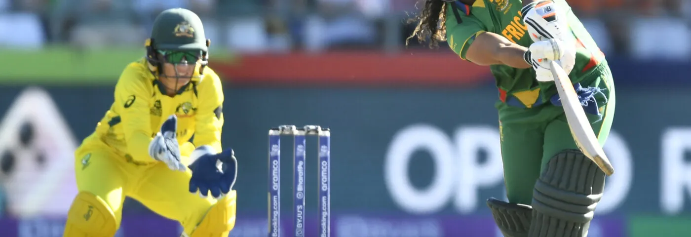 Chloe Tryon of South Africa is pictured during a ICC Women's T20 World Cup final match.