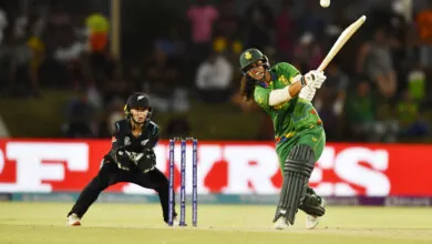Chloe Tryon of South Africa is pictured during the ICC Women's T20 World Cup match between South Africa and New Zealand at Boland Park on February 13, 2023 in Paarl, South Africa.