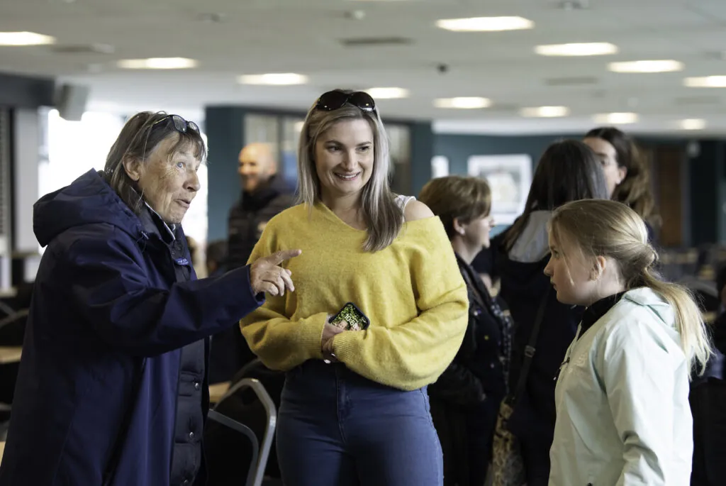 Picture by Allan McKenzie/SWpix.com - 22/04/2023 - Cricket - The Rachael Heyhoe Flint Trophy - Northern Diamonds v Western Storm - Headingley Stadium, Leeds, England - Dr Jane Powell at a player meet and greet with junior Yorkshire cricketers.