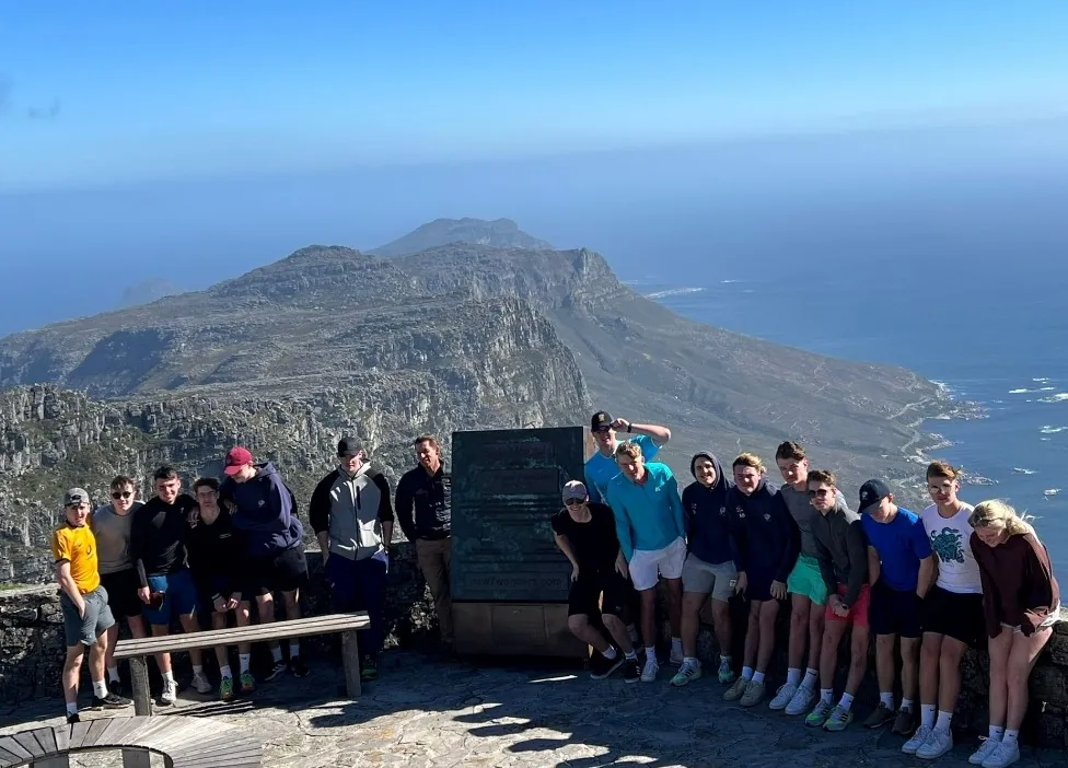 Yorkshire Cricket College students pictured at the top of Table Mountain. 
