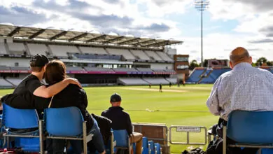 Spectators watching the Northern Diamonds from the stands at Headingley