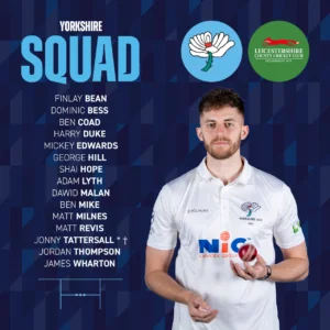 Yorkshire squad graphic for the Championship game against Leicestershire