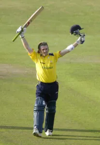 Ian Harvey celebrating having scored a T20 hundred