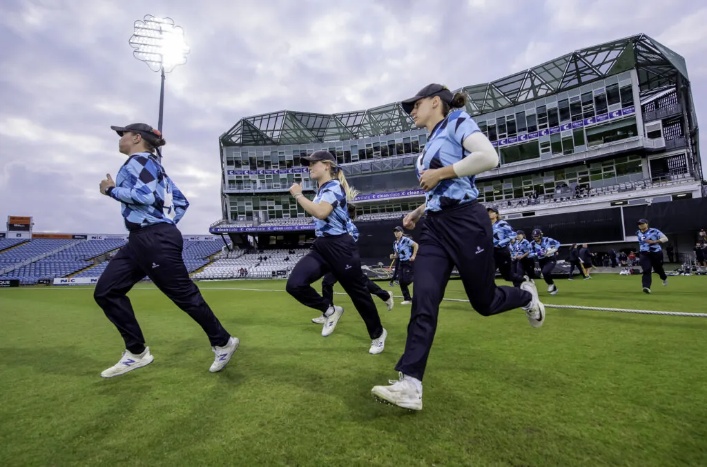 The Northern Diamonds are pictured taking to the field against Western Storm this season at Headingley.