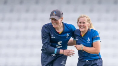 Hollie Armitage and Lizzie Scott celebrating