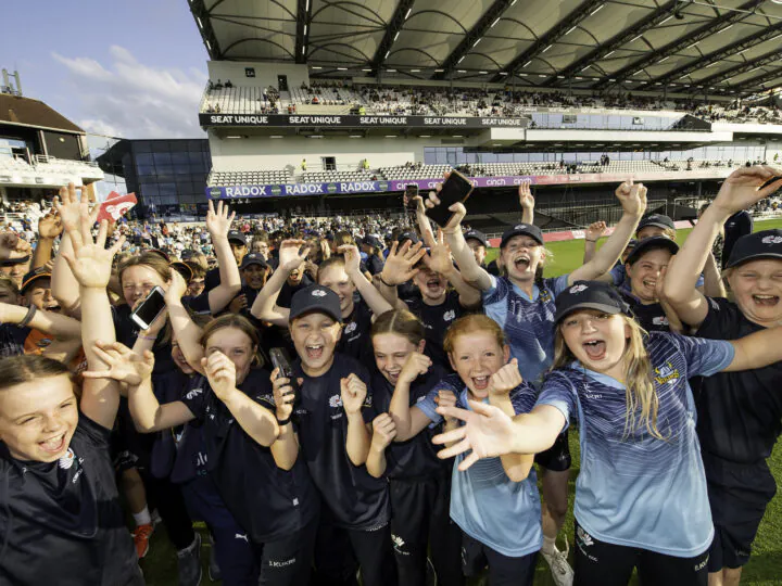 Pathway players enjoying a pitch walk at Headingley in 2023