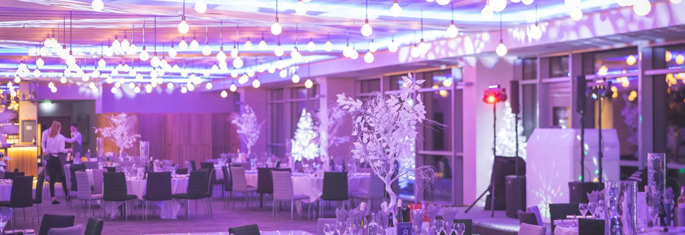 The Howard Suite set up for a Christmas party