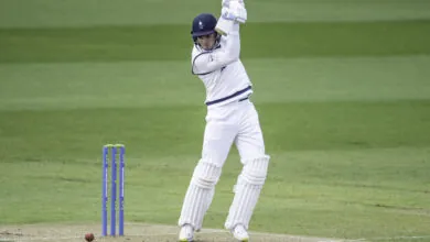 Matt Milnes plays a back foot drive in a Championship game