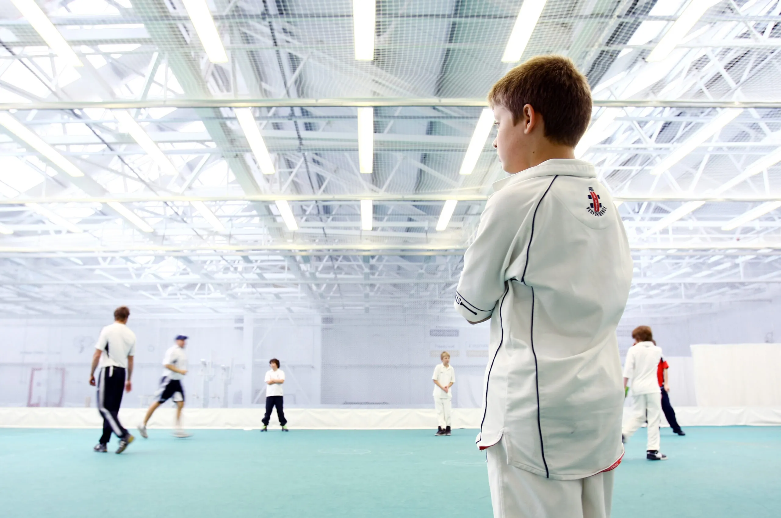 Junior cricketers using the Yorkshire Indoor Cricket Centre