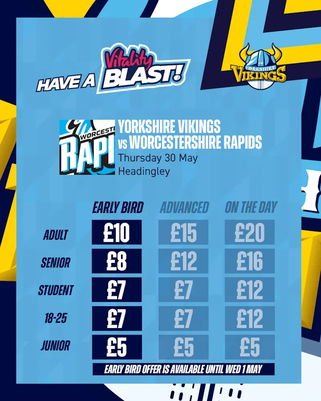 Vitality Blast T20 Prices - Perfect for the 2024 May Half Term