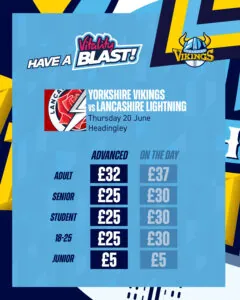 A table showcasing the 2024 Roses T20 prices