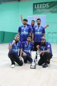Bradford celebrate after being crowned Yorkshire Indoor Cup 2024 champions.
