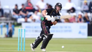 NORTHAMPTON, ENGLAND - JUNE 11: Ami Campbell of Central Sparks hits runs during the Charlotte Edwards Cup Final between Southern Vipers and Central Sparks at The County Ground on June 11, 2022 in Northampton, England. (Photo by George Wood/Getty Images)