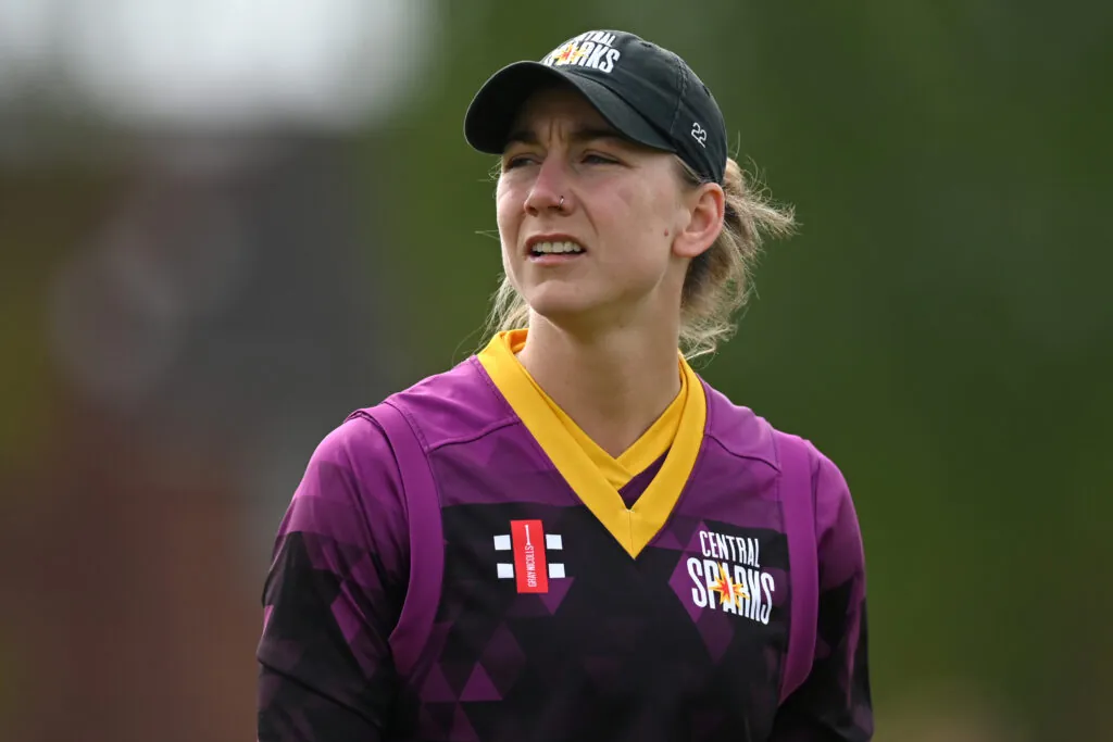 KIDDERMINSTER, ENGLAND - MAY 01: Ami Campbell of Central Sparks during the Rachael Heyhoe Flint Trophy match between Central Sparks and Sunrisers at Chester Road North Ground on May 01, 2024 in Kidderminster, England. (Photo by Gareth Copley/Getty Images)